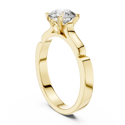 1CTW Scalloped Solitaire Diamond Ring in Yellow Gold