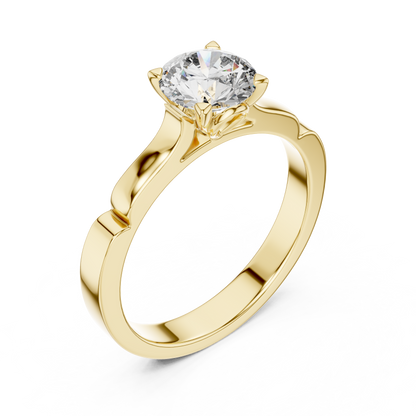 1CTW Scalloped Solitaire Diamond Ring in Yellow Gold