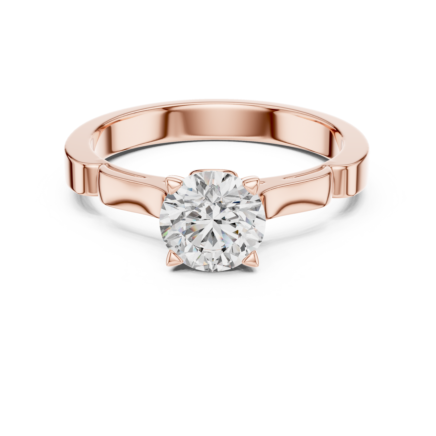 1CTW Scalloped Solitaire Diamond Ring in Yellow Gold