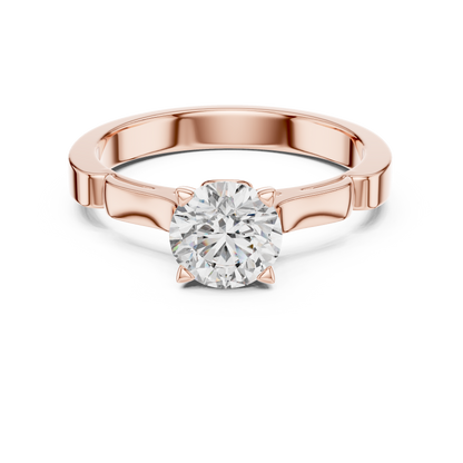 1CTW Scalloped Solitaire Diamond Ring in Yellow Gold