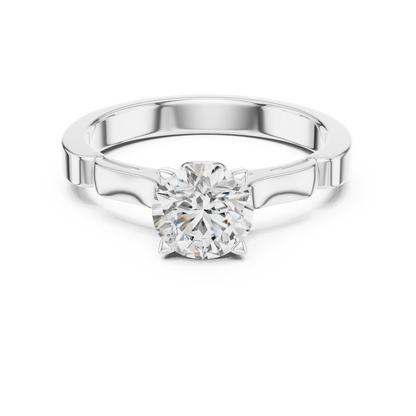 1CTW Scalloped Solitaire Diamond Ring in Yellow Gold