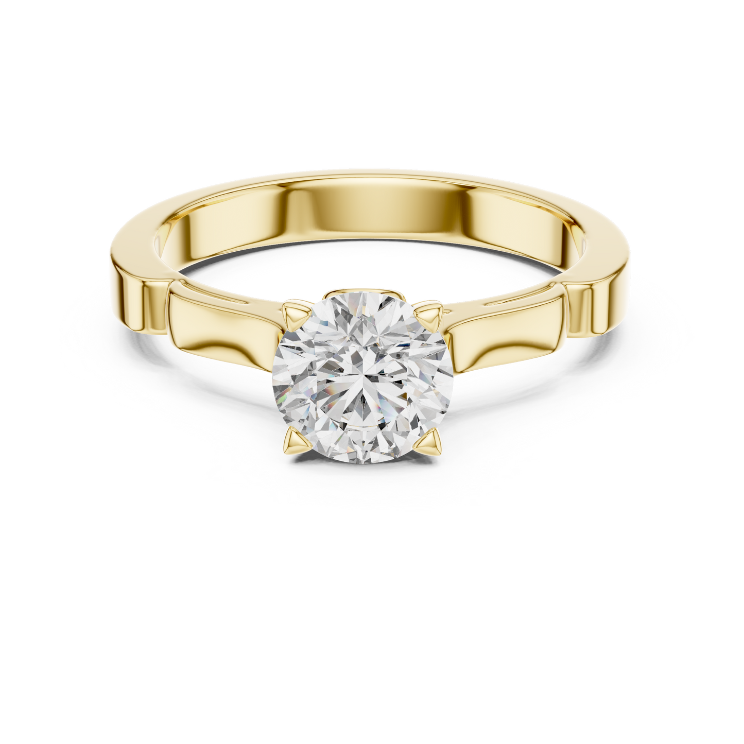 1CTW Scalloped Solitaire Diamond Ring in Yellow Gold