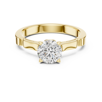 1CTW Scalloped Solitaire Diamond Ring in Yellow Gold