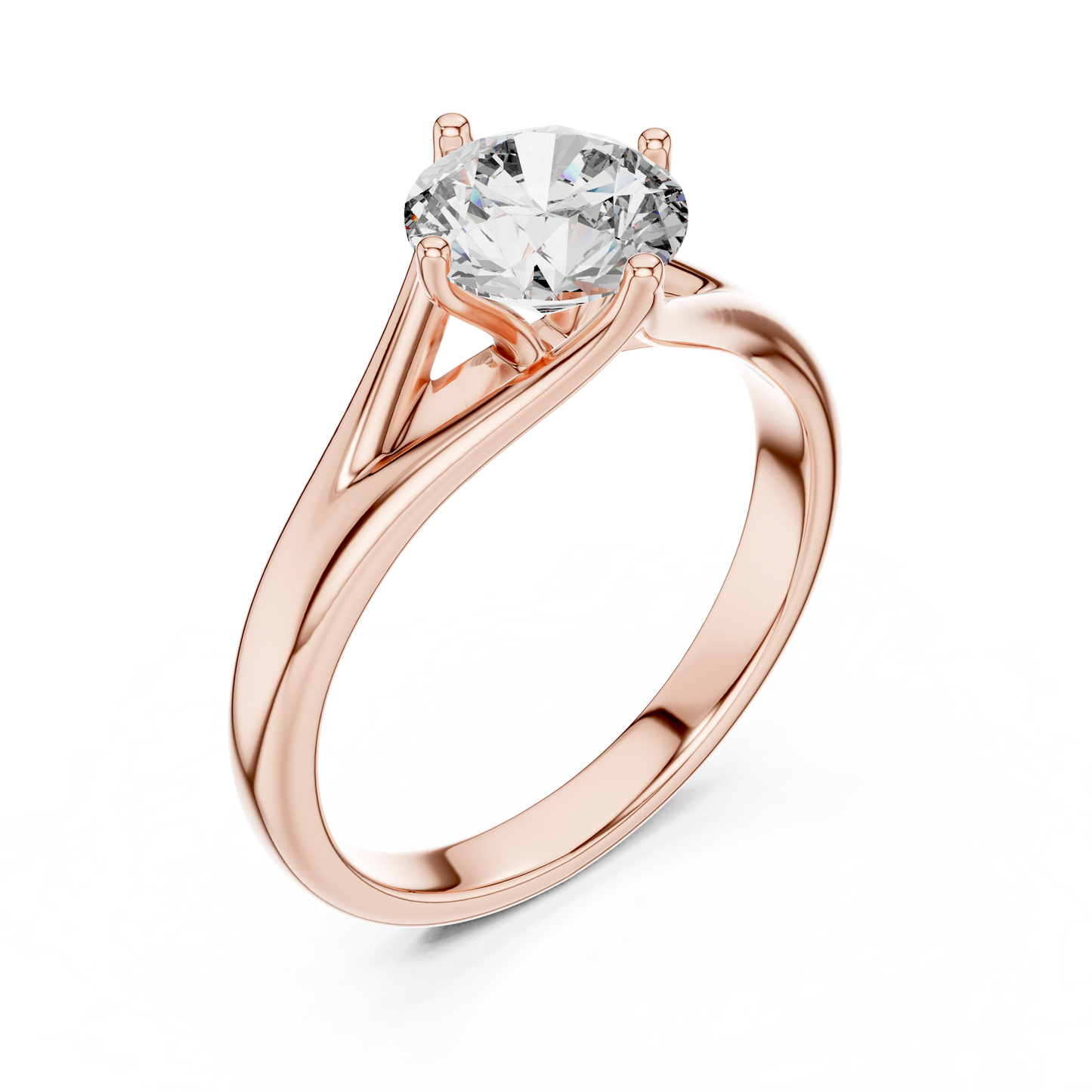 1CTW Classic Cathedral Solitaire Diamond Ring in Yellow Gold