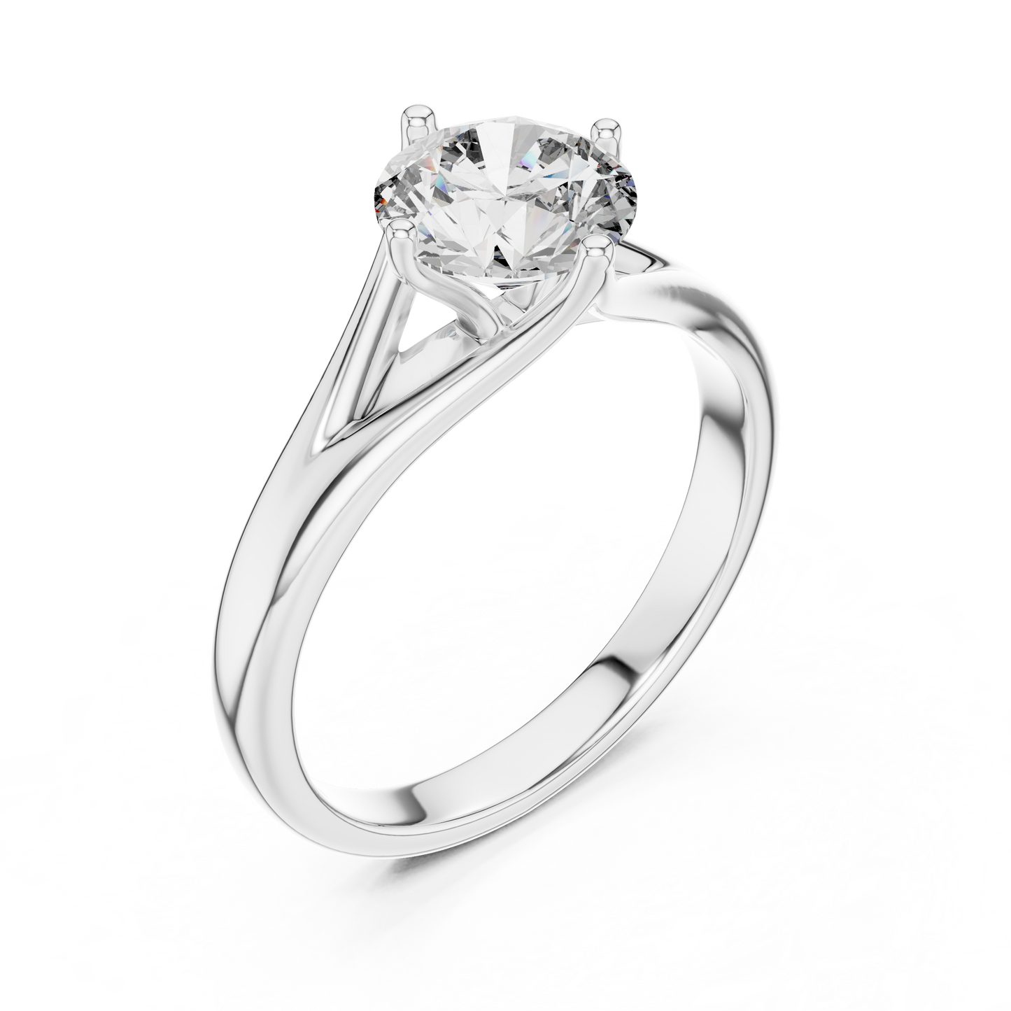 1CTW Classic Cathedral Solitaire Diamond Ring in Yellow Gold