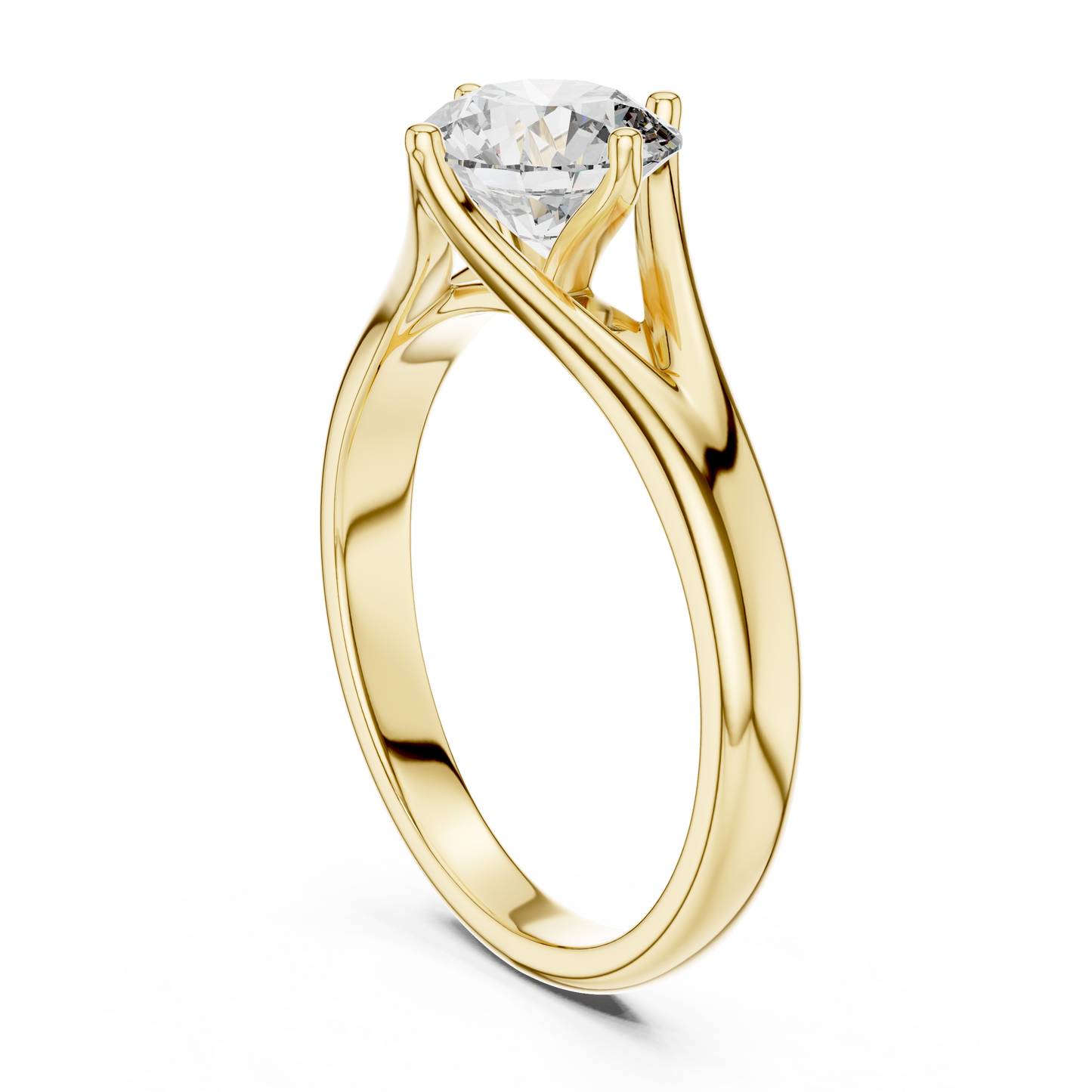 1CTW Classic Cathedral Solitaire Diamond Ring in Yellow Gold