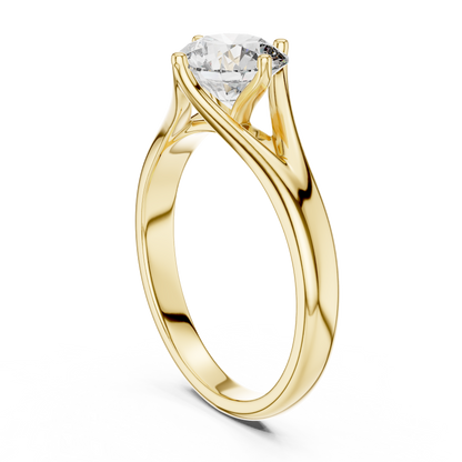1CTW Classic Cathedral Solitaire Diamond Ring in Yellow Gold