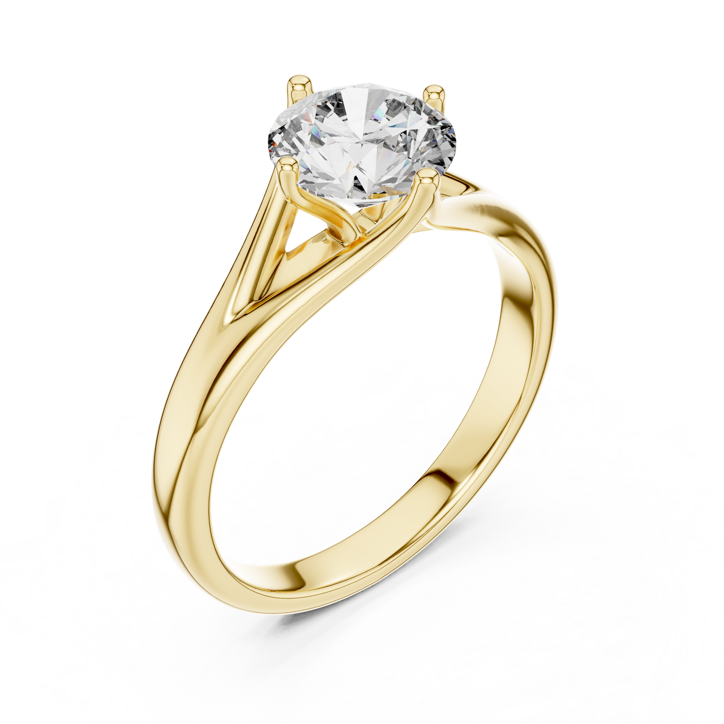 1CTW Classic Cathedral Solitaire Diamond Ring in Yellow Gold