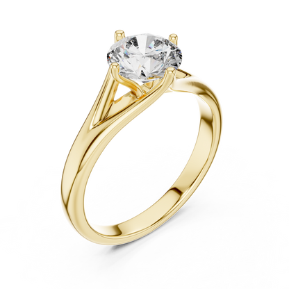 1CTW Classic Cathedral Solitaire Diamond Ring in Yellow Gold