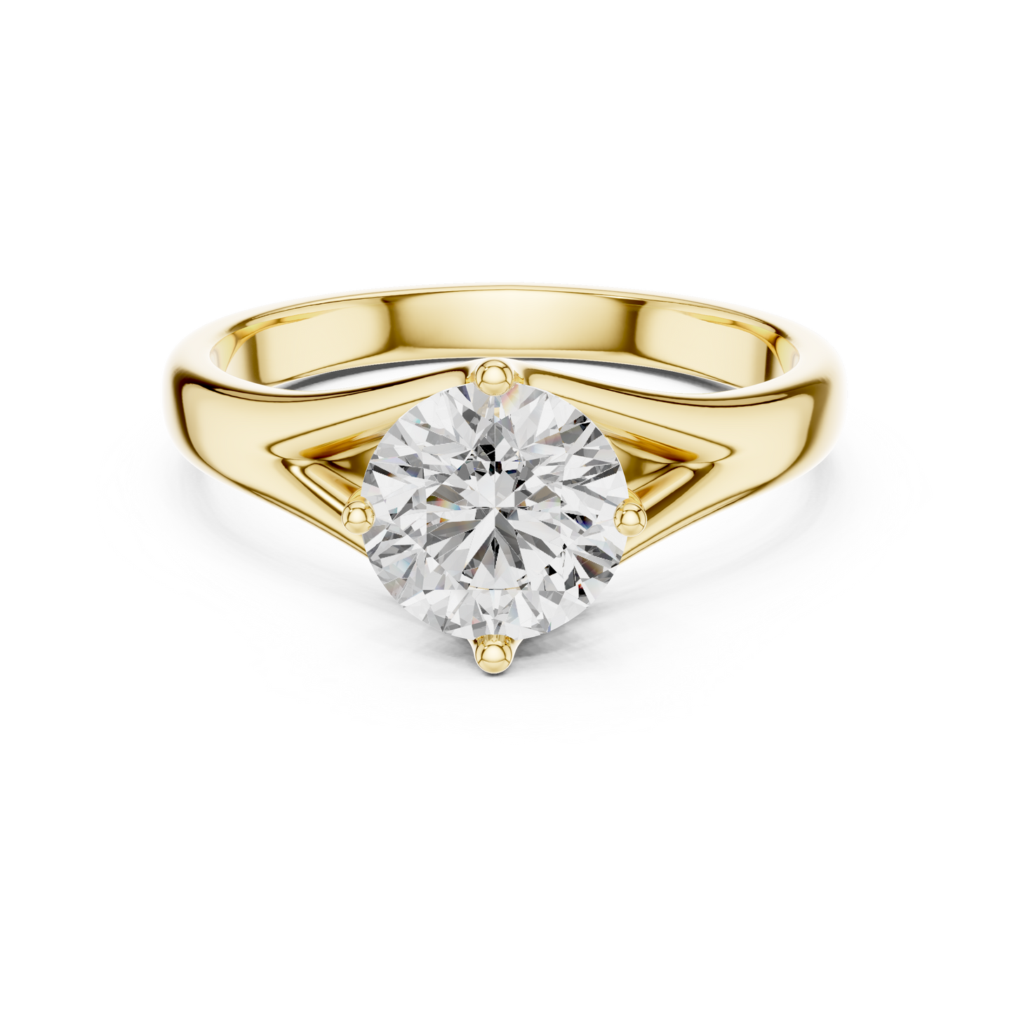 1CTW Classic Cathedral Solitaire Diamond Ring in Yellow Gold