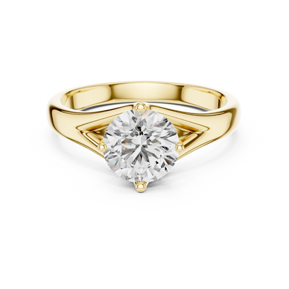 1CTW Classic Cathedral Solitaire Diamond Ring in Yellow Gold