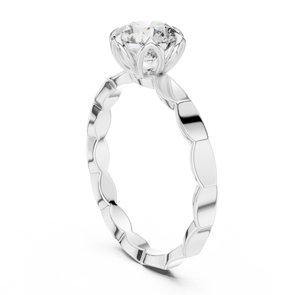 1CTW Scalloped Petal Solitaire Diamond Ring in Yellow Gold