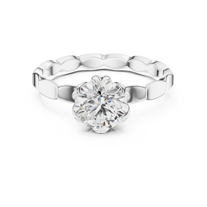 1CTW Scalloped Petal Solitaire Diamond Ring in Yellow Gold