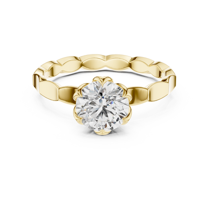 1CTW Scalloped Petal Solitaire Diamond Ring in Yellow Gold