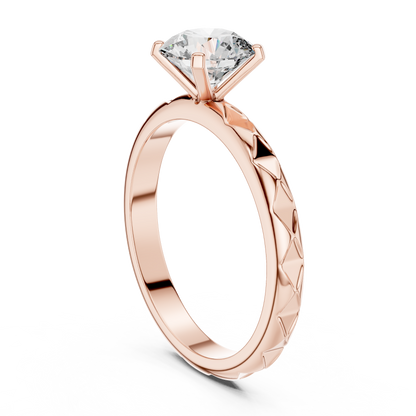 1CTW Textured Solitaire Diamond Ring in Yellow Gold