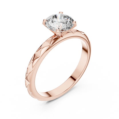 1CTW Textured Solitaire Diamond Ring in Yellow Gold