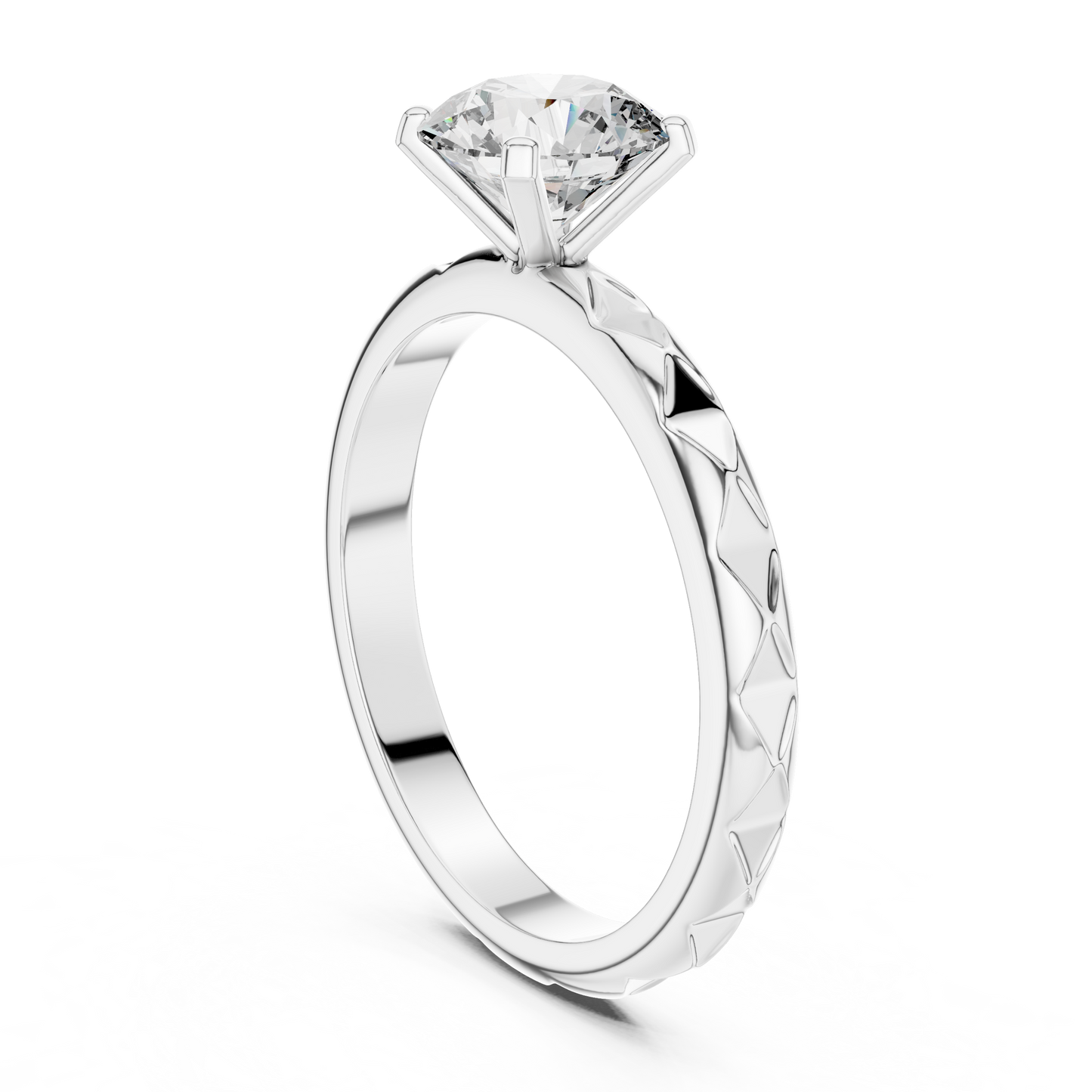 1CTW Textured Solitaire Diamond Ring in Yellow Gold