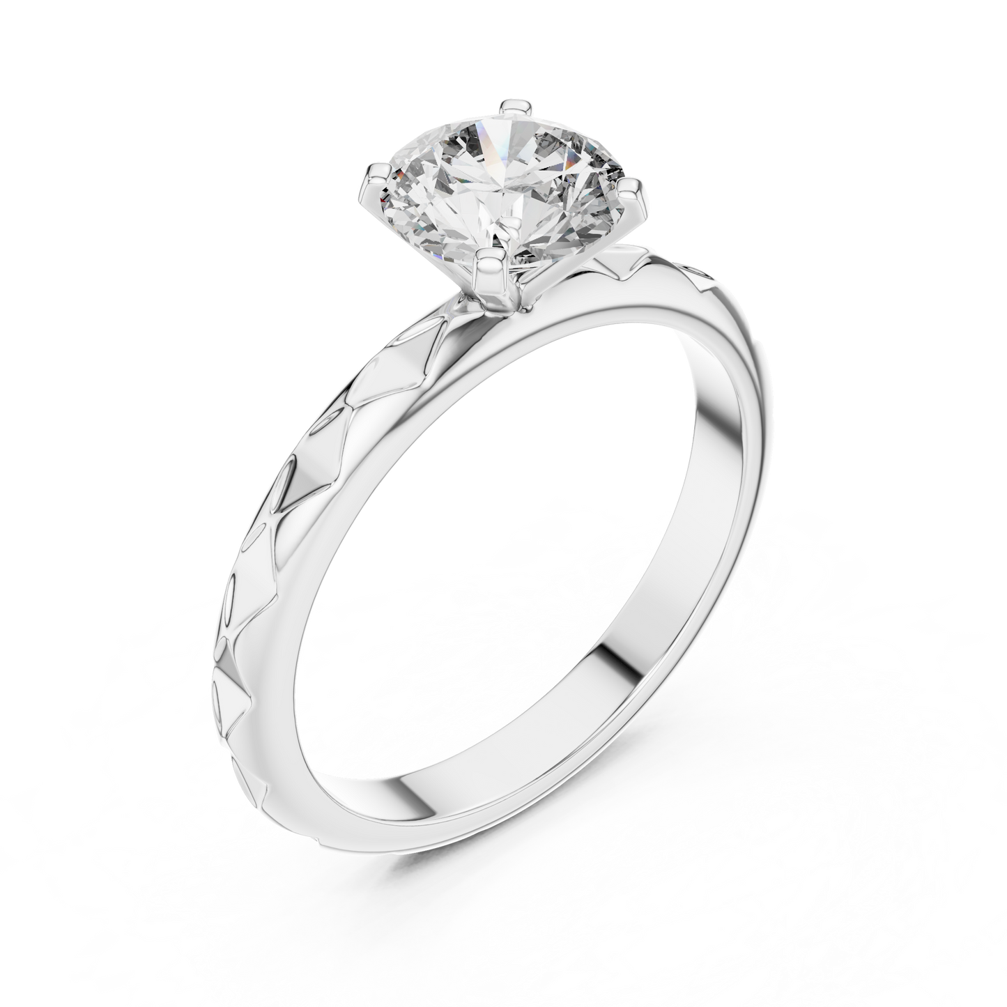 1CTW Textured Solitaire Diamond Ring in Yellow Gold