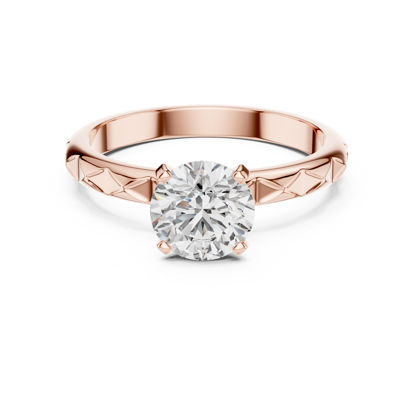 1CTW Textured Solitaire Diamond Ring in Yellow Gold