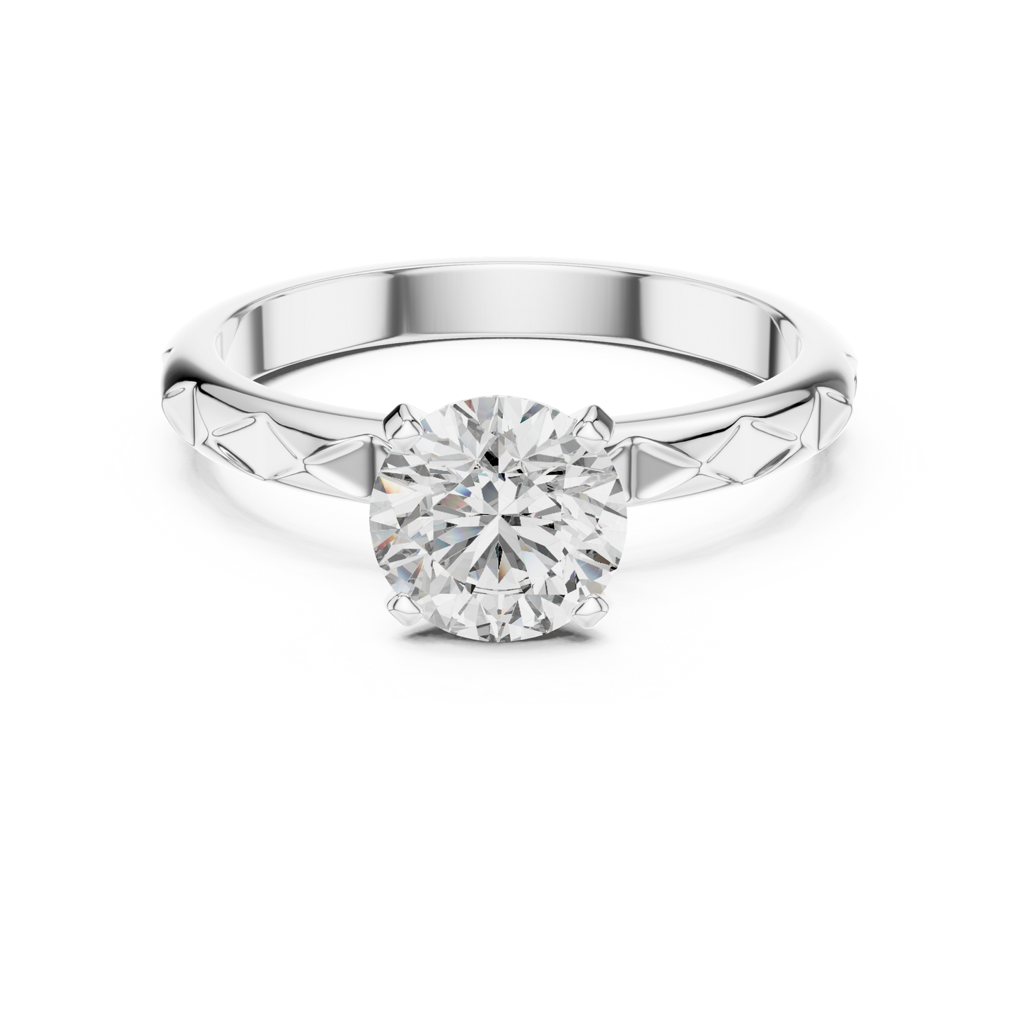 1CTW Textured Solitaire Diamond Ring in Yellow Gold
