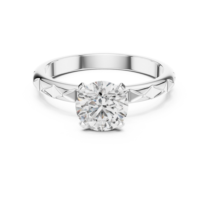 1CTW Textured Solitaire Diamond Ring in Yellow Gold