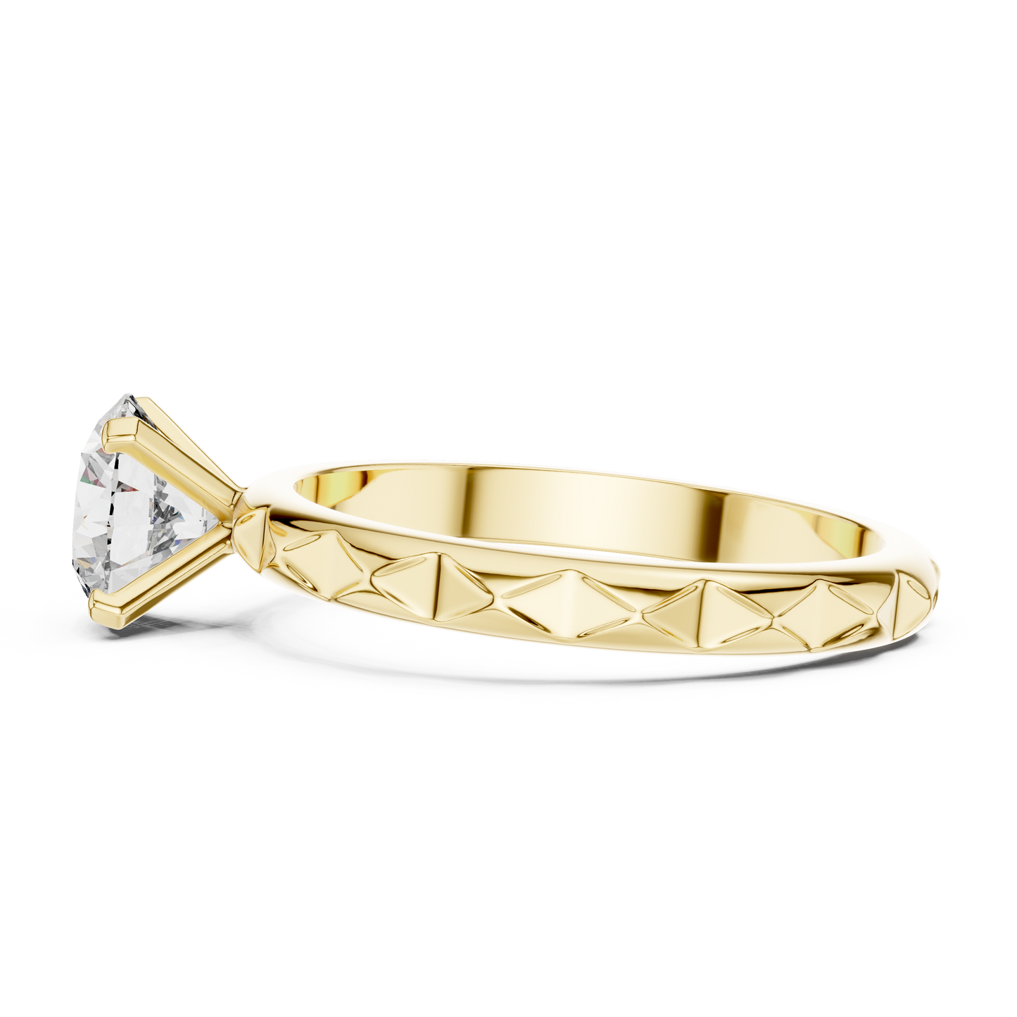 1CTW Textured Solitaire Diamond Ring in Yellow Gold