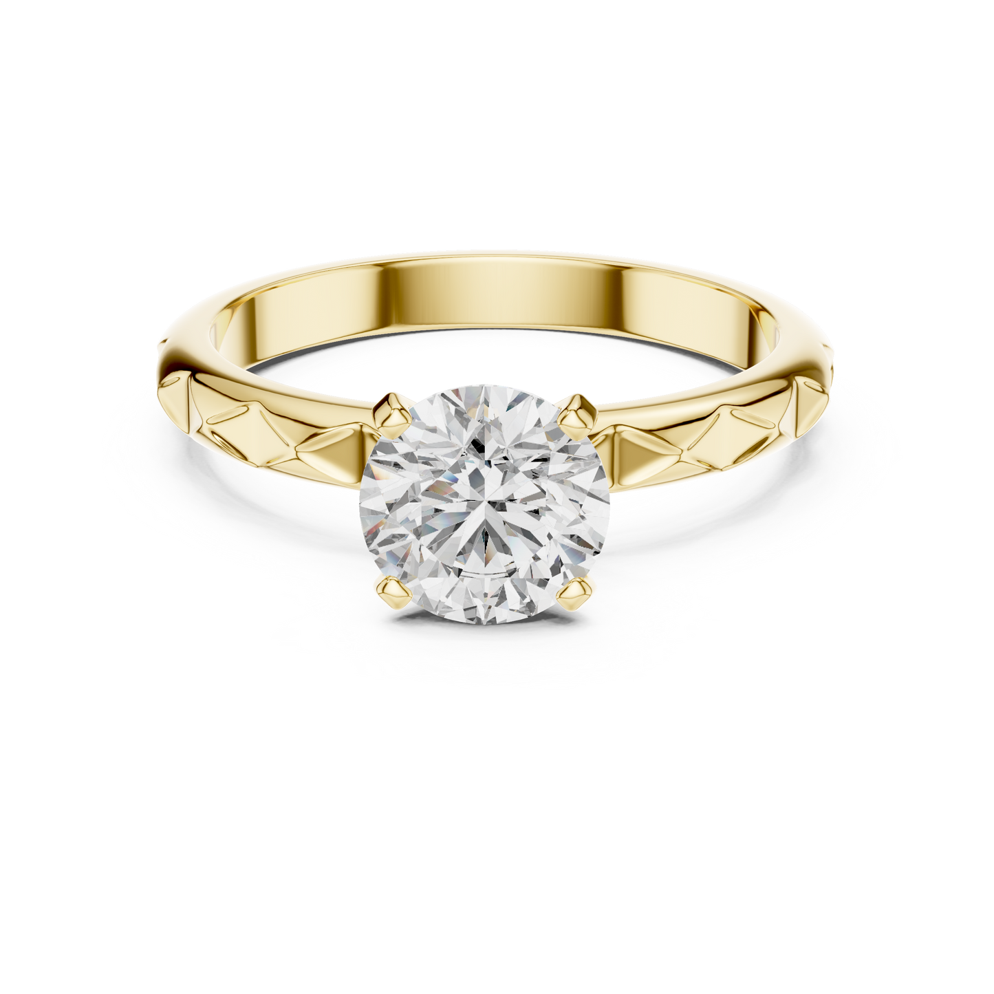1CTW Textured Solitaire Diamond Ring in Yellow Gold