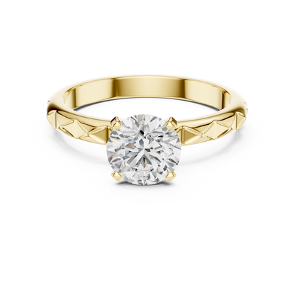 1CTW Textured Solitaire Diamond Ring in Yellow Gold