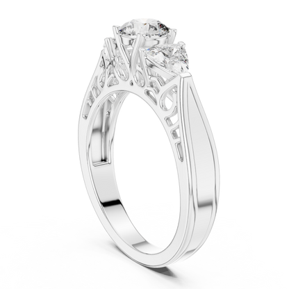Vintage-Inspired Three-Stone Diamond Filigree Ring:1.02CTW