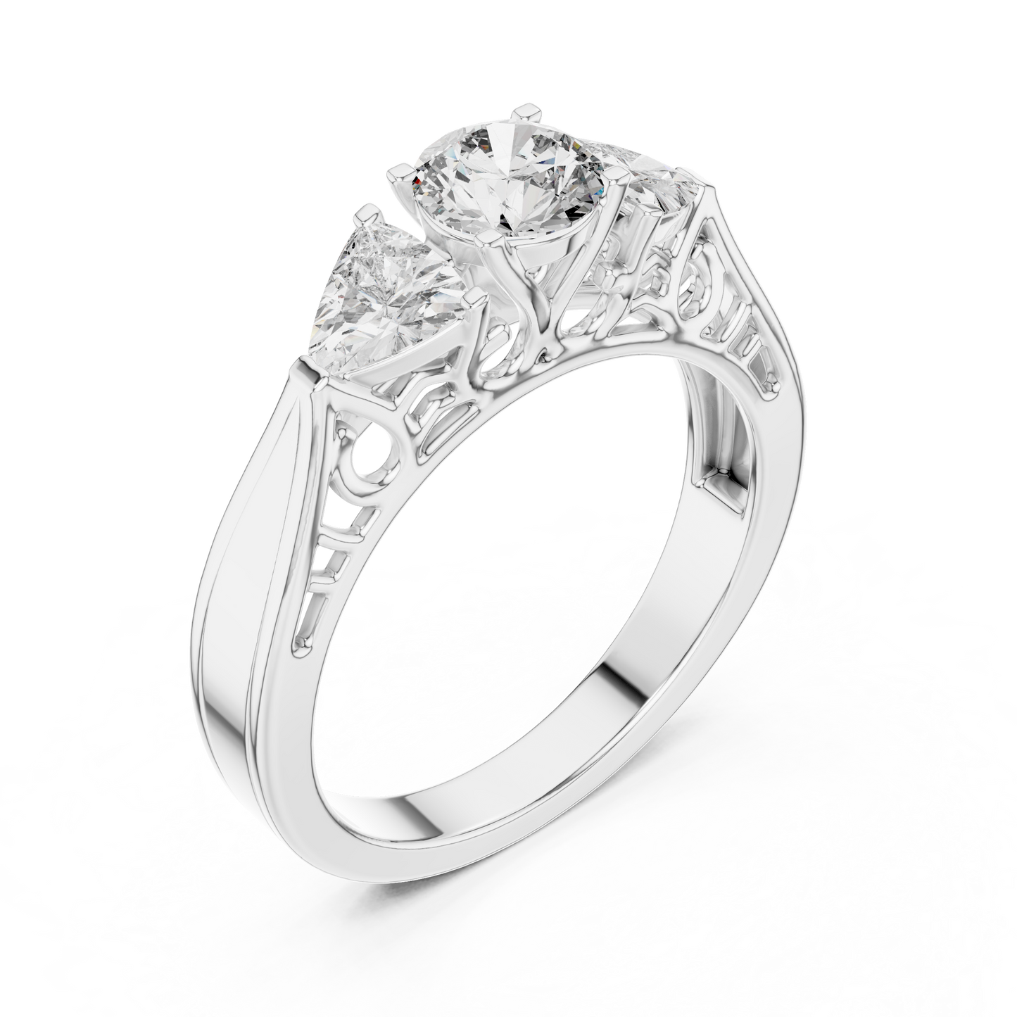 Vintage-Inspired Three-Stone Diamond Filigree Ring:1.02CTW