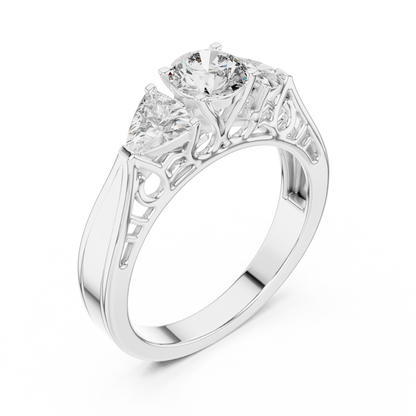 Vintage-Inspired Three-Stone Diamond Filigree Ring:1.02CTW