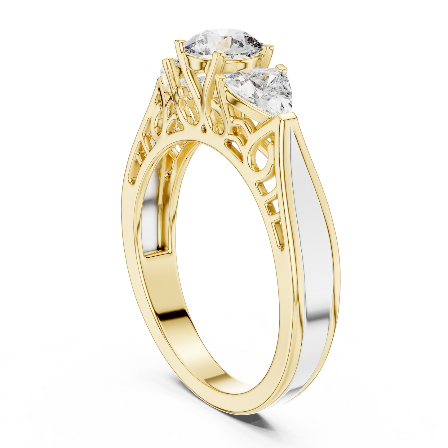Vintage-Inspired Three-Stone Diamond Filigree Ring:1.02CTW
