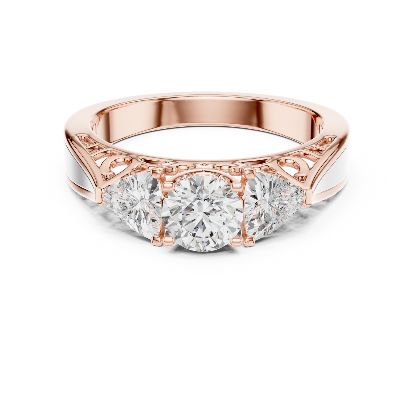 Vintage-Inspired Three-Stone Diamond Filigree Ring:1.02CTW