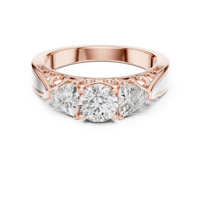 Vintage-Inspired Three-Stone Diamond Filigree Ring:1.02CTW