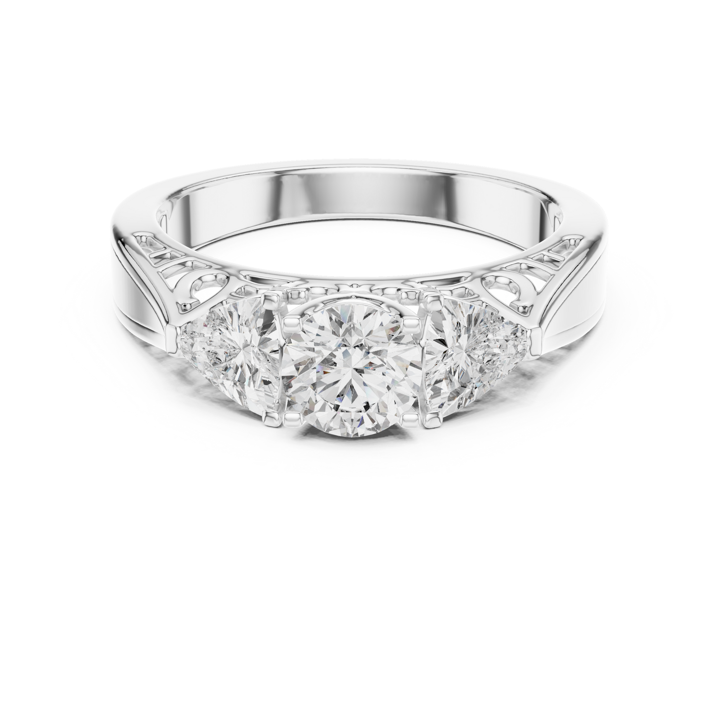 Vintage-Inspired Three-Stone Diamond Filigree Ring:1.02CTW