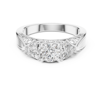 Vintage-Inspired Three-Stone Diamond Filigree Ring:1.02CTW