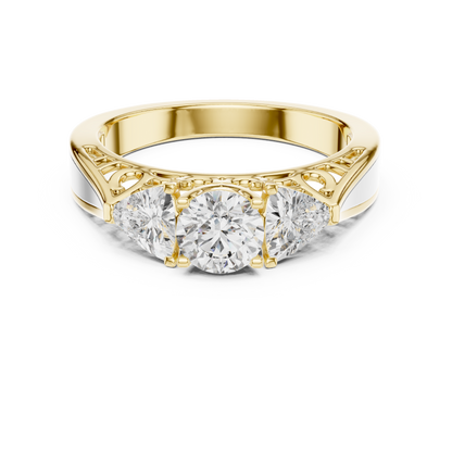 Vintage-Inspired Three-Stone Diamond Filigree Ring:1.02CTW