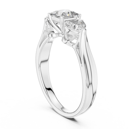 1.27CTW Princess and Heart Cut Three-Stone Diamond Ring in Yellow Gold