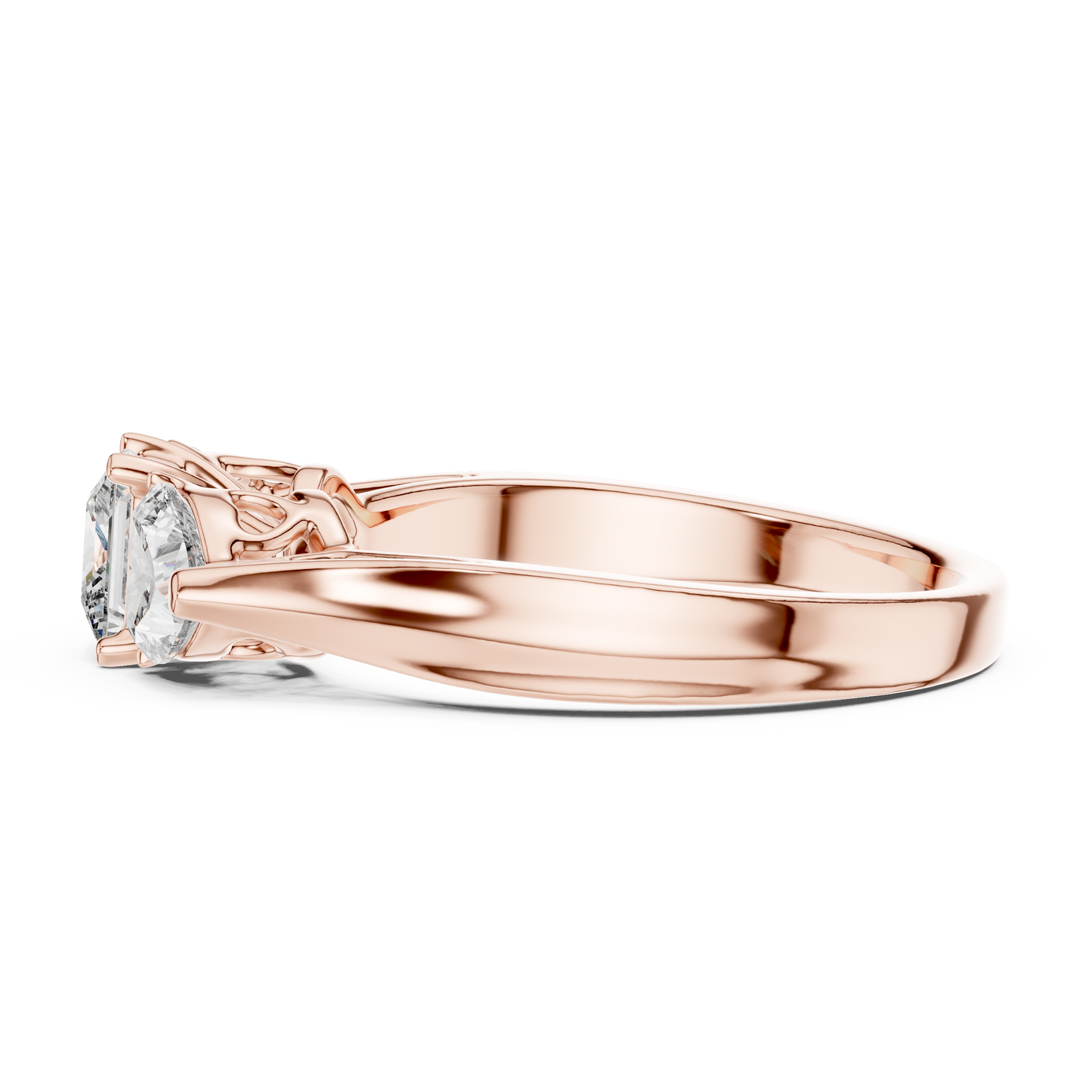 1.27CTW Princess and Heart Cut Three-Stone Diamond Ring in Yellow Gold