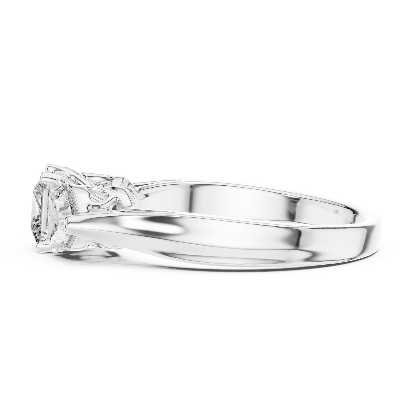 1.27CTW Princess and Heart Cut Three-Stone Diamond Ring in Yellow Gold