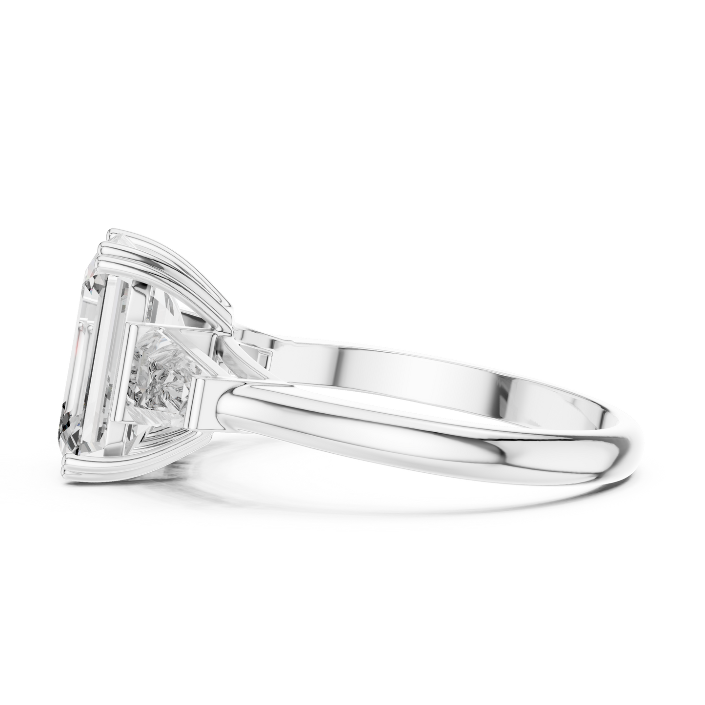 3.66CTW Emerald Cut Three-Stone Diamond Statement Ring : Tapered Side Stones