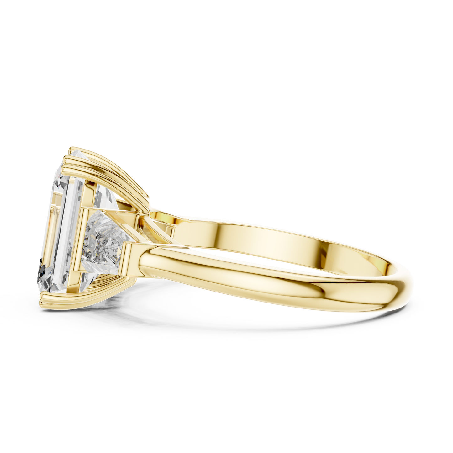 3.66CTW Emerald Cut Three-Stone Diamond Statement Ring : Tapered Side Stones