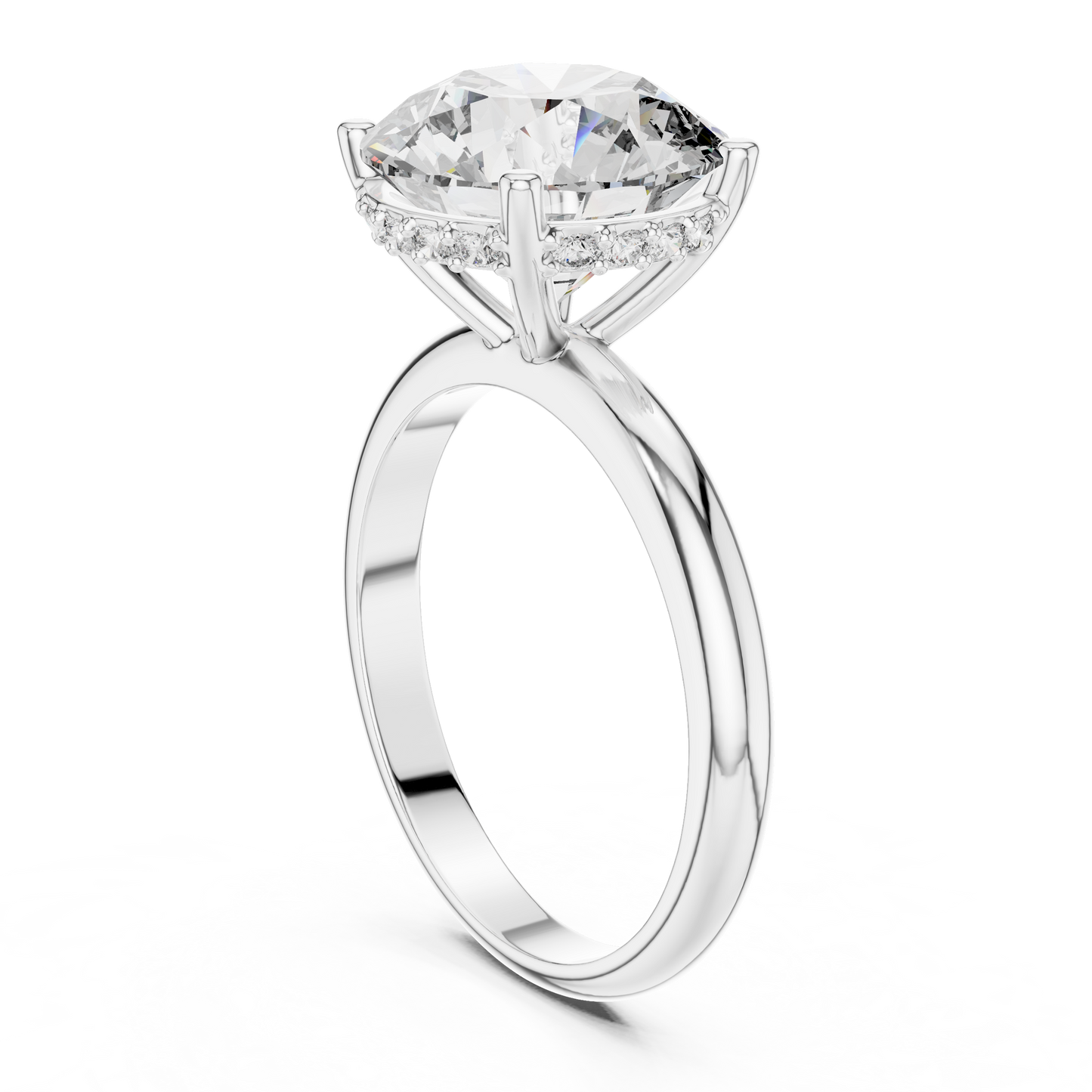 Yellow Gold Hidden Halo Round Diamond Solitaire Ring : 3.89CTW