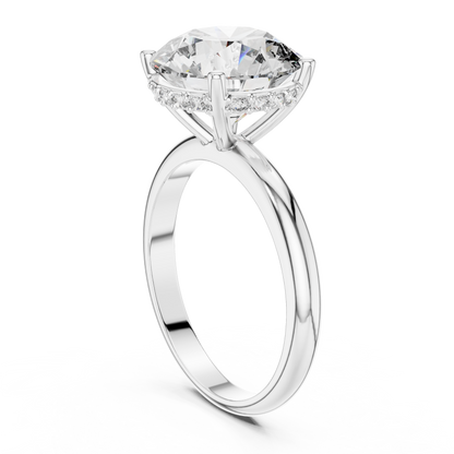 Yellow Gold Hidden Halo Round Diamond Solitaire Ring : 3.89CTW