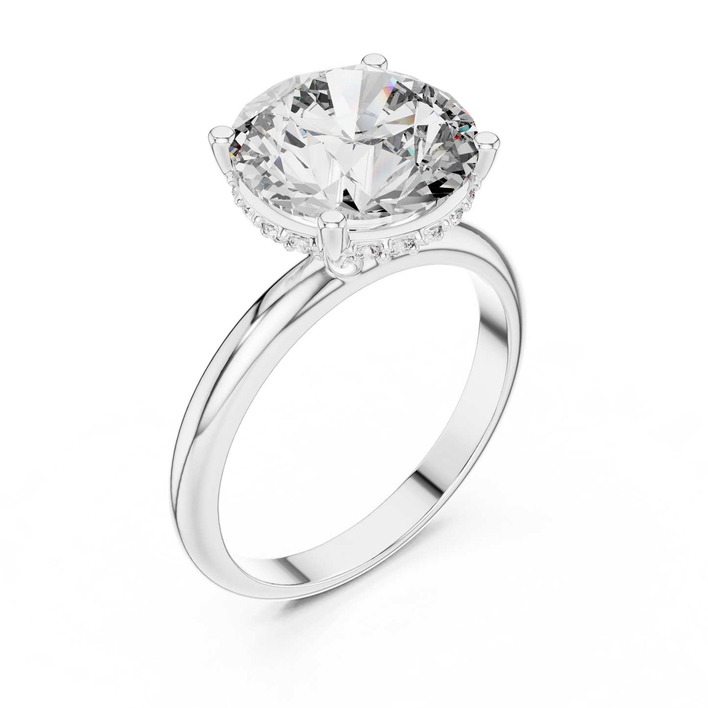 Yellow Gold Hidden Halo Round Diamond Solitaire Ring : 3.89CTW