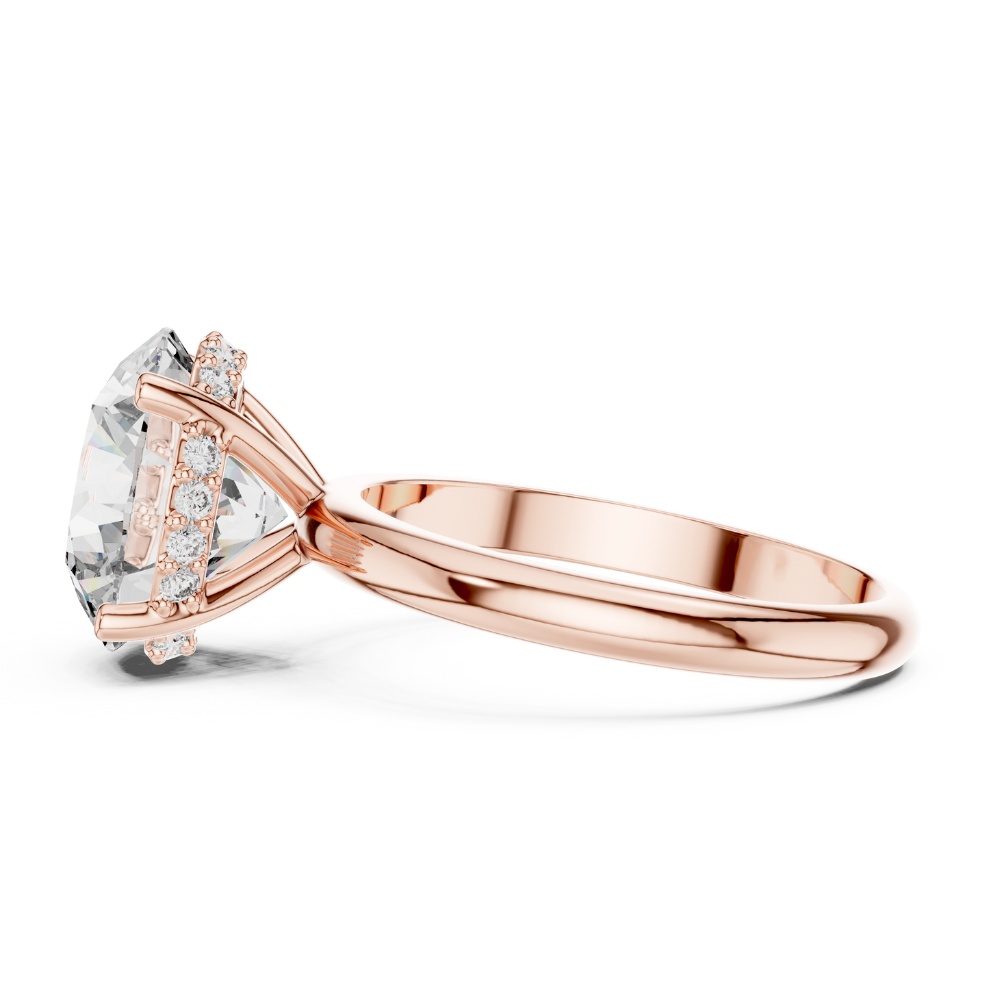 Yellow Gold Hidden Halo Round Diamond Solitaire Ring : 3.89CTW