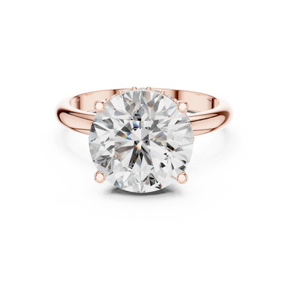 Yellow Gold Hidden Halo Round Diamond Solitaire Ring : 3.89CTW