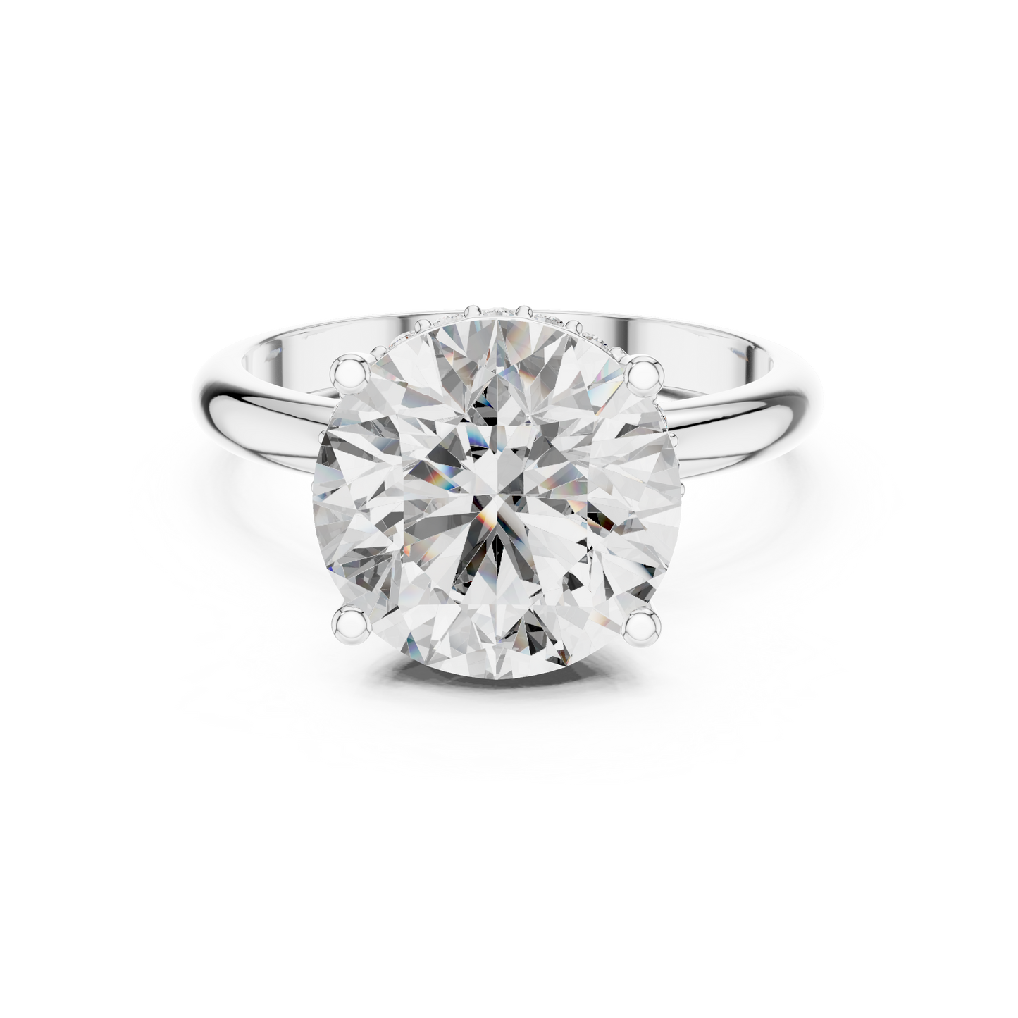 Yellow Gold Hidden Halo Round Diamond Solitaire Ring : 3.89CTW