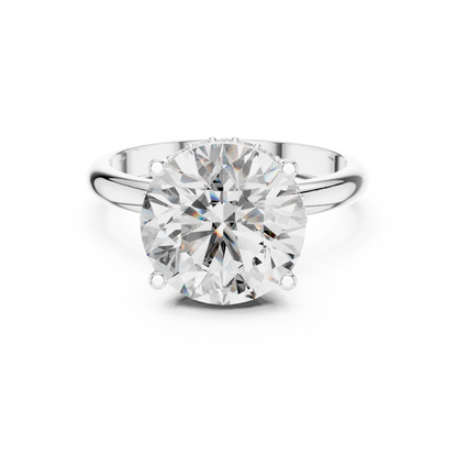 Yellow Gold Hidden Halo Round Diamond Solitaire Ring : 3.89CTW