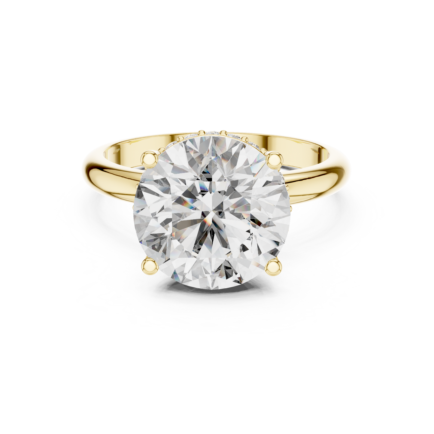 Yellow Gold Hidden Halo Round Diamond Solitaire Ring : 3.89CTW